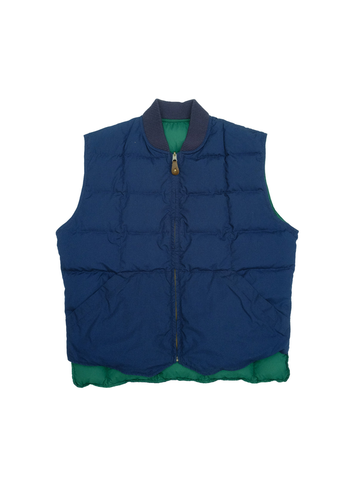 90's Eddie Bauer Reversible Goose Down Western Vest - Forest/Navy (L)