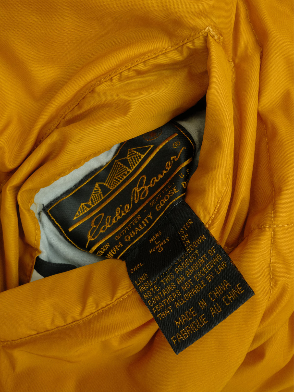 90's Eddie Bauer Reversible Goose Down Western Vest - Sunflower/Navy (L)