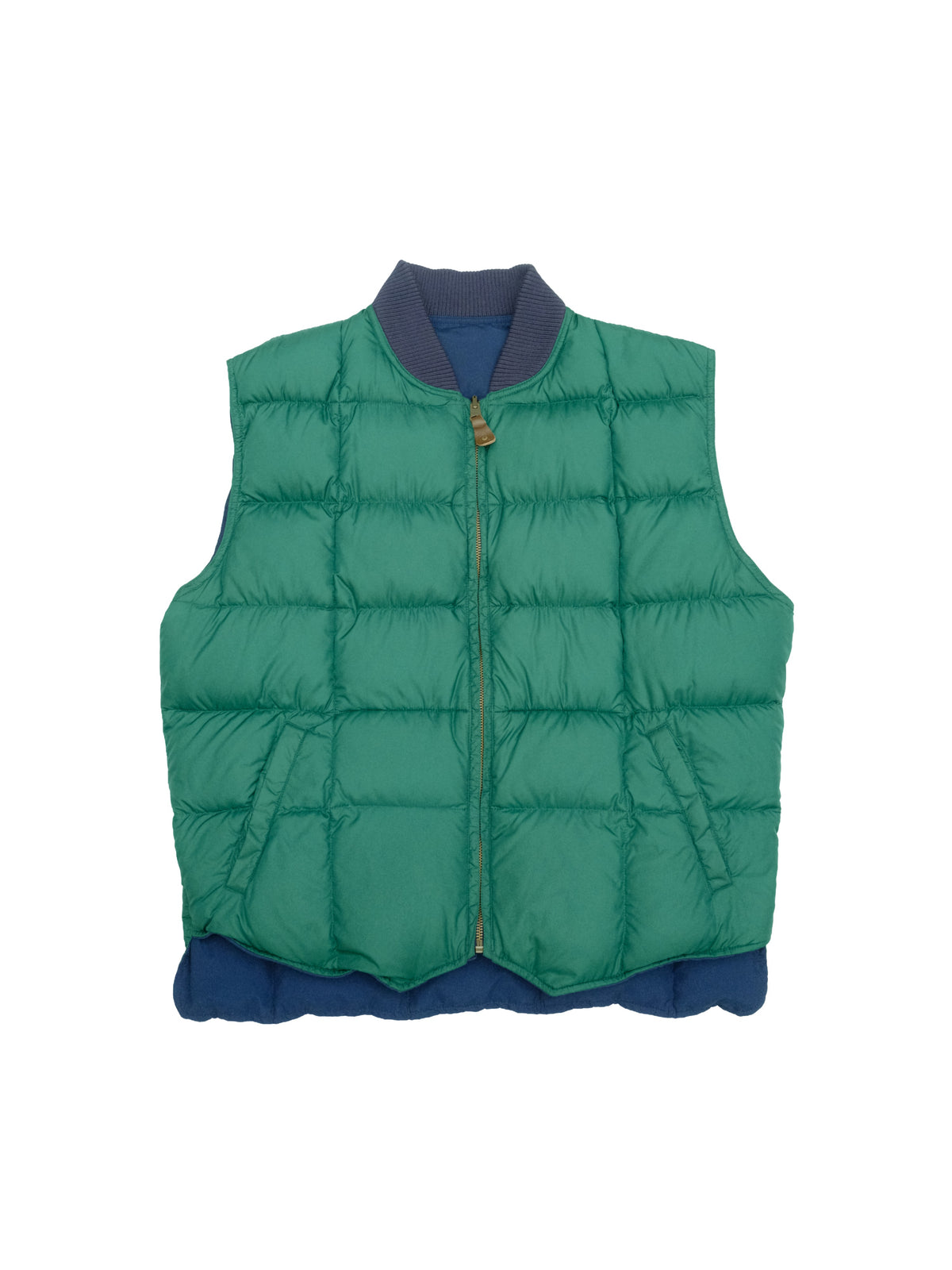 90's Eddie Bauer Reversible Goose Down Western Vest - Forest/Navy (L)