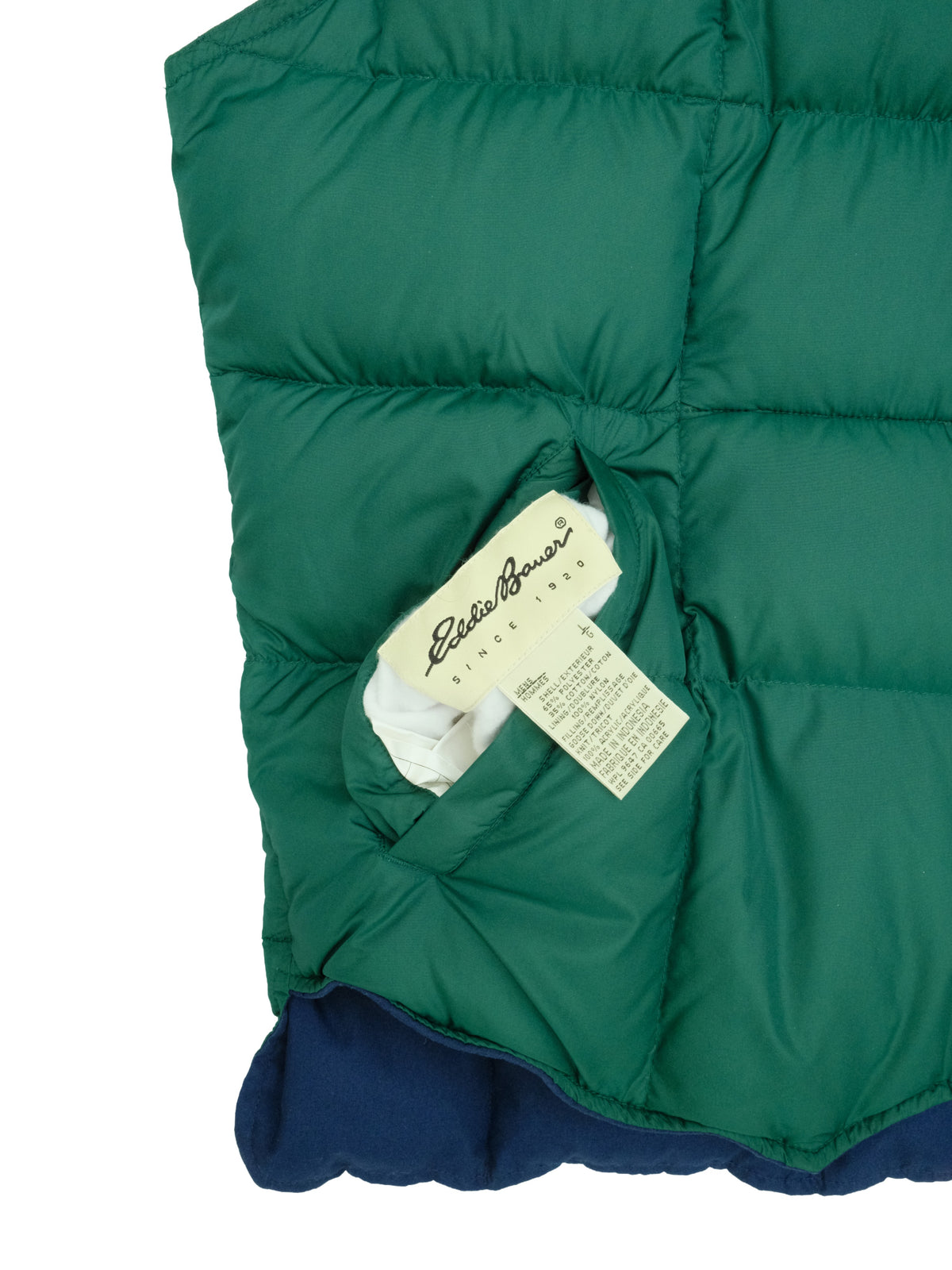 90's Eddie Bauer Reversible Goose Down Western Vest - Forest/Navy (L)